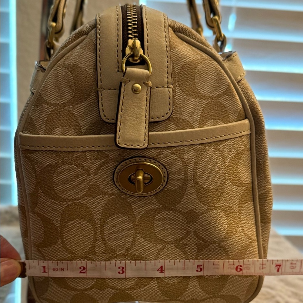 Coach Beige and Pink Signature Satchel - Picture 13 of 14
